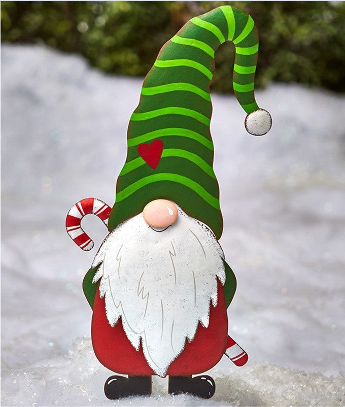 HKM-461971 Outdoor Metal Garden Decoration - Christmas Standing Old Man Pile Ornament