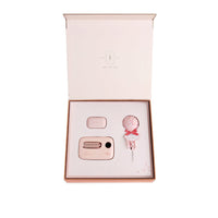 HKM-462291 Light Cherry Pink & Retro Green Bluetooth Earbuds with Power Bank and Data Cable - Bluetooth 5.0, 10m Range, Stereo Sound