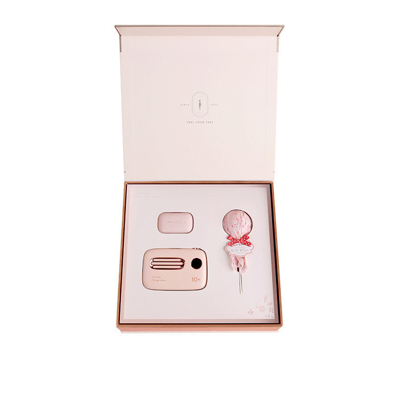 HKM-462291 Light Cherry Pink & Retro Green Bluetooth Earbuds with Power Bank and Data Cable - Bluetooth 5.0, 10m Range, Stereo Sound