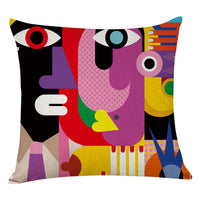 HKM-462547 Geometric Abstract Cotton and Linen Pillowcase in Retro Style