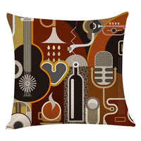 HKM-462547 Geometric Abstract Cotton and Linen Pillowcase in Retro Style
