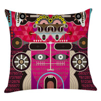 HKM-462547 Geometric Abstract Cotton and Linen Pillowcase in Retro Style
