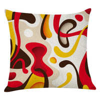HKM-462547 Geometric Abstract Cotton and Linen Pillowcase in Retro Style