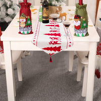 HKM-462611 Christmas Elk and Snowman Cotton Linen Table Runner, 35x180cm Holiday Decoration