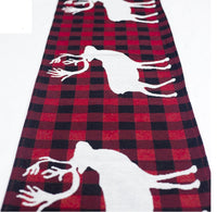 HKM-462611 Christmas Elk and Snowman Cotton Linen Table Runner, 35x180cm Holiday Decoration
