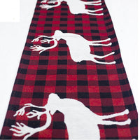 HKM-462611 Christmas Elk and Snowman Cotton Linen Table Runner, 35x180cm Holiday Decoration