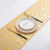 HKM-462611 Christmas Elk and Snowman Cotton Linen Table Runner, 35x180cm Holiday Decoration