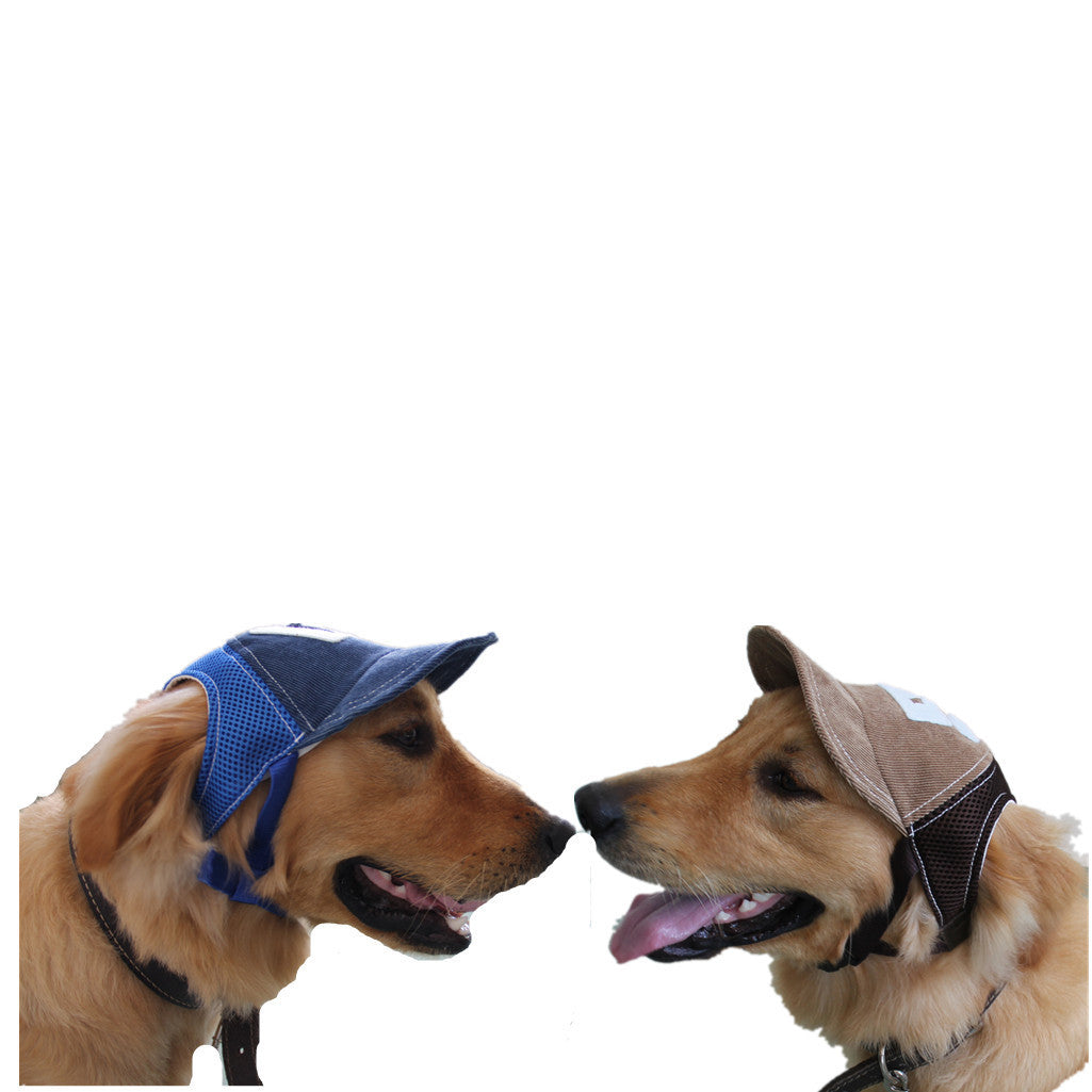 HKM-462675 Breathable Sunshade Net Baseball Cap for Pets - Corduroy, Blue & Brown, Multiple Sizes Available