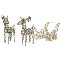HKM-462803 Reindeer Pull-Along Sleigh Decoration with LED Lights, Modern Warm White Design, Indoor/Outdoor Use