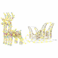 HKM-462803 Reindeer Pull-Along Sleigh Decoration with LED Lights, Modern Warm White Design, Indoor/Outdoor Use