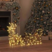 HKM-462803 Reindeer Pull-Along Sleigh Decoration with LED Lights, Modern Warm White Design, Indoor/Outdoor Use