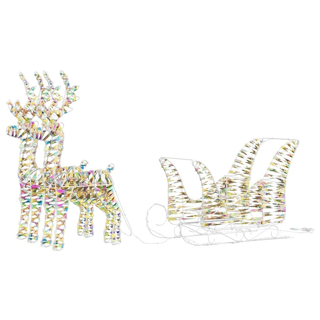 KTX-462803 Reindeer Pull-Along Sleigh Decoration with LED Lights, Modern Warm White Design, Indoor/Outdoor Use