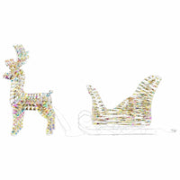 HKM-462803 Reindeer Pull-Along Sleigh Decoration with LED Lights, Modern Warm White Design, Indoor/Outdoor Use