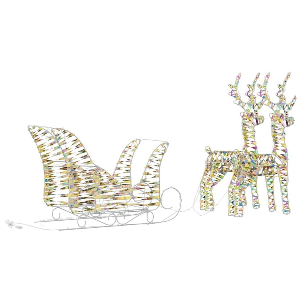 KTX-462803 Reindeer Pull-Along Sleigh Decoration with LED Lights, Modern Warm White Design, Indoor/Outdoor Use