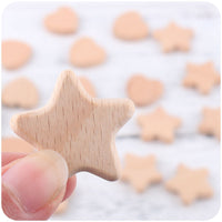 HKM-462931 Beech Wood Love Star Tooth Glue Beads for Creative DIY Projects - 10 Pack