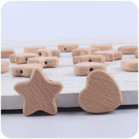 HKM-462931 Beech Wood Love Star Tooth Glue Beads for Creative DIY Projects - 10 Pack