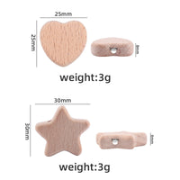 HKM-462931 Beech Wood Love Star Tooth Glue Beads for Creative DIY Projects - 10 Pack