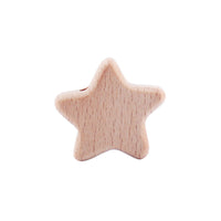 HKM-462931 Beech Wood Love Star Tooth Glue Beads for Creative DIY Projects - 10 Pack