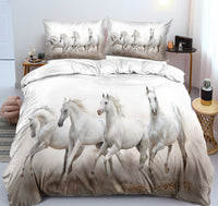 HKM-462995 Customizable 3D Digital Horse Pattern Bedding Set - Three or Four-Piece Polyester Collection for 2.0m Beds