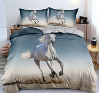 HKM-462995 Customizable 3D Digital Horse Pattern Bedding Set - Three or Four-Piece Polyester Collection for 2.0m Beds