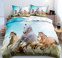 HKM-462995 Customizable 3D Digital Horse Pattern Bedding Set - Three or Four-Piece Polyester Collection for 2.0m Beds