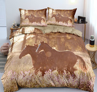 HKM-462995 Customizable 3D Digital Horse Pattern Bedding Set - Three or Four-Piece Polyester Collection for 2.0m Beds
