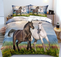 HKM-462995 Customizable 3D Digital Horse Pattern Bedding Set - Three or Four-Piece Polyester Collection for 2.0m Beds