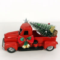 HKM-463123 Retro Red Truck Wrought Iron Christmas Ornament Decoration - 17x8.5 cm