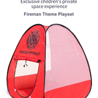 HKM-463251 Fireman Role Play Tent Set for Kids - Foldable Indoor Playhouse with Accessories, Soft Cloth Design, Dimensions 84x84x93cm
