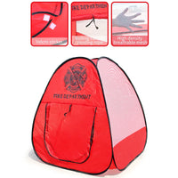 HKM-463251 Fireman Role Play Tent Set for Kids - Foldable Indoor Playhouse with Accessories, Soft Cloth Design, Dimensions 84x84x93cm