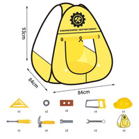 HKM-463251 Fireman Role Play Tent Set for Kids - Foldable Indoor Playhouse with Accessories, Soft Cloth Design, Dimensions 84x84x93cm