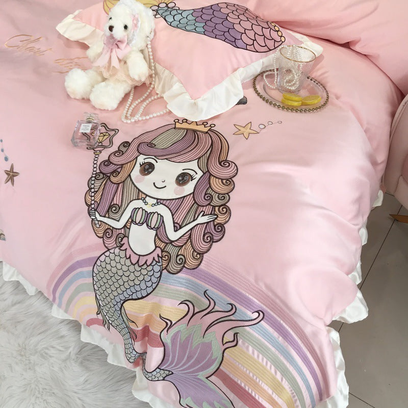 HKM-463315 Cotton Four-Piece Embroidered Bedding Set in Multiple Colors