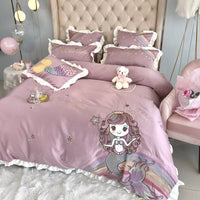 HKM-463315 Cotton Four-Piece Embroidered Bedding Set in Multiple Colors