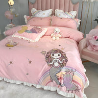 HKM-463315 Cotton Four-Piece Embroidered Bedding Set in Multiple Colors
