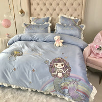 HKM-463315 Cotton Four-Piece Embroidered Bedding Set in Multiple Colors
