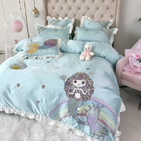 HKM-463315 Cotton Four-Piece Embroidered Bedding Set in Multiple Colors