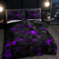 HKM-463315 Geometric Pattern Digital Printed Quilt Cover and Pillowcase Set in Various Sizes