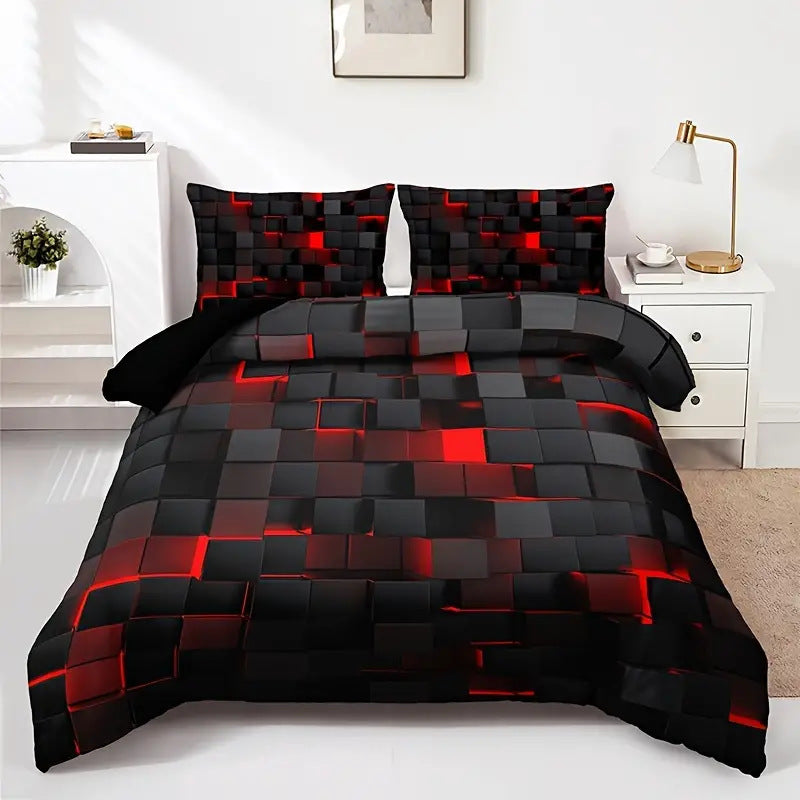 HKM-463315 Geometric Pattern Digital Printed Quilt Cover and Pillowcase Set in Various Sizes