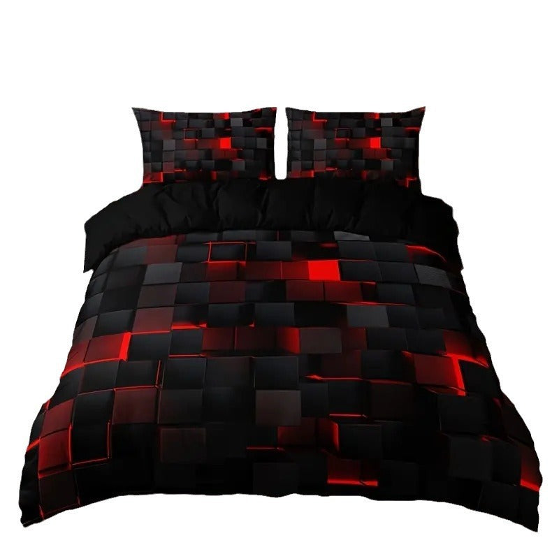 HKM-463315 Geometric Pattern Digital Printed Quilt Cover and Pillowcase Set in Various Sizes