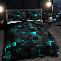 HKM-463315 Geometric Pattern Digital Printed Quilt Cover and Pillowcase Set in Various Sizes