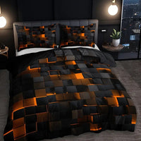 HKM-463315 Geometric Pattern Digital Printed Quilt Cover and Pillowcase Set in Various Sizes