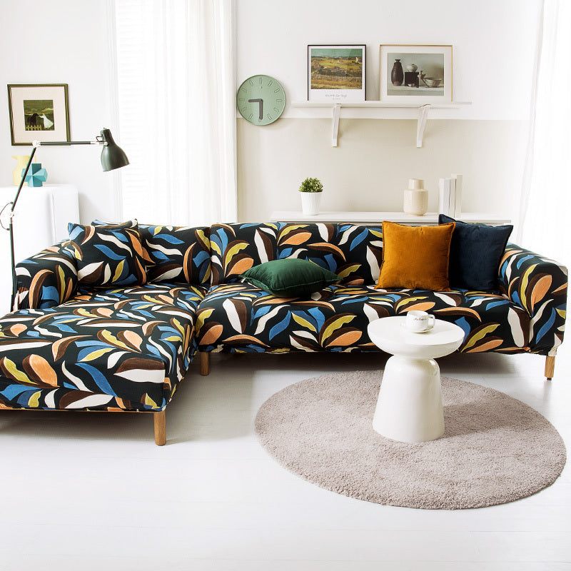 HKM-463379 Plant Flower Pattern Stretch Sofa Cover – Fits Various Seat Sizes (Single to Four-Seater)