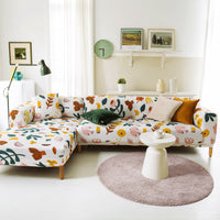 HKM-463379 Plant Flower Pattern Stretch Sofa Cover – Fits Various Seat Sizes (Single to Four-Seater)