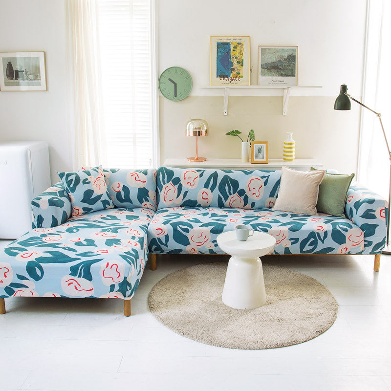HKM-463379 Plant Flower Pattern Stretch Sofa Cover – Fits Various Seat Sizes (Single to Four-Seater)