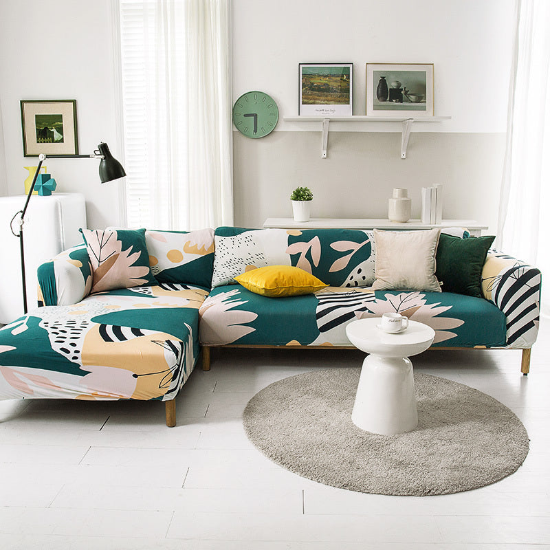 HKM-463379 Plant Flower Pattern Stretch Sofa Cover – Fits Various Seat Sizes (Single to Four-Seater)