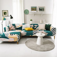 HKM-463379 Plant Flower Pattern Stretch Sofa Cover – Fits Various Seat Sizes (Single to Four-Seater)