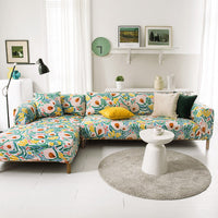 HKM-463379 Plant Flower Pattern Stretch Sofa Cover – Fits Various Seat Sizes (Single to Four-Seater)