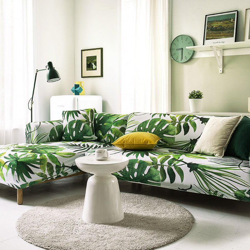 HKM-463379 Plant Flower Pattern Stretch Sofa Cover – Fits Various Seat Sizes (Single to Four-Seater)