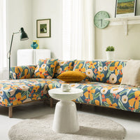 HKM-463379 Plant Flower Pattern Stretch Sofa Cover – Fits Various Seat Sizes (Single to Four-Seater)