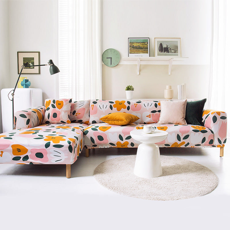 HKM-463379 Plant Flower Pattern Stretch Sofa Cover – Fits Various Seat Sizes (Single to Four-Seater)